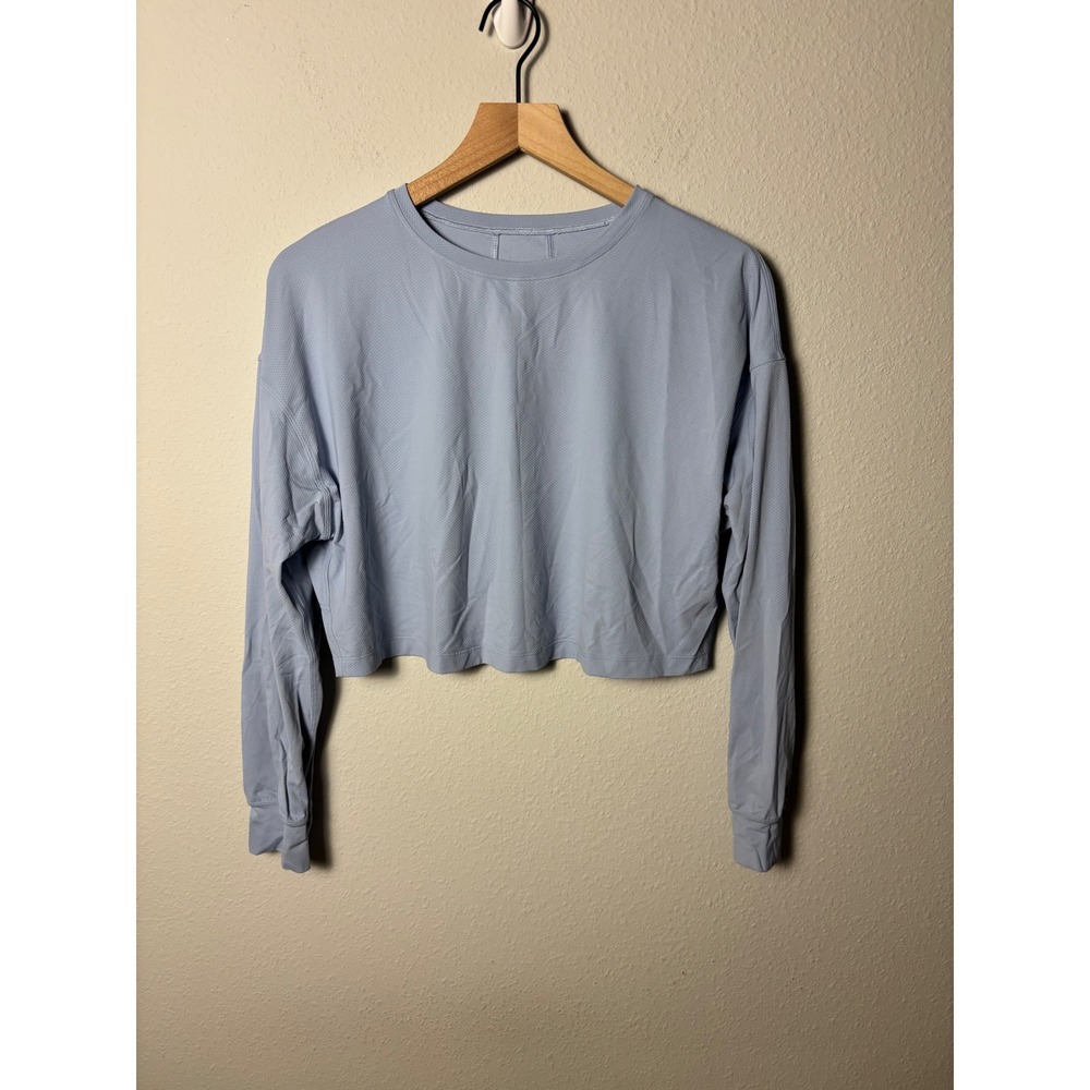 Lululemon Abrasion-Resistant Training Long Sleeve Shirt Blue Linen Size 6 Crop